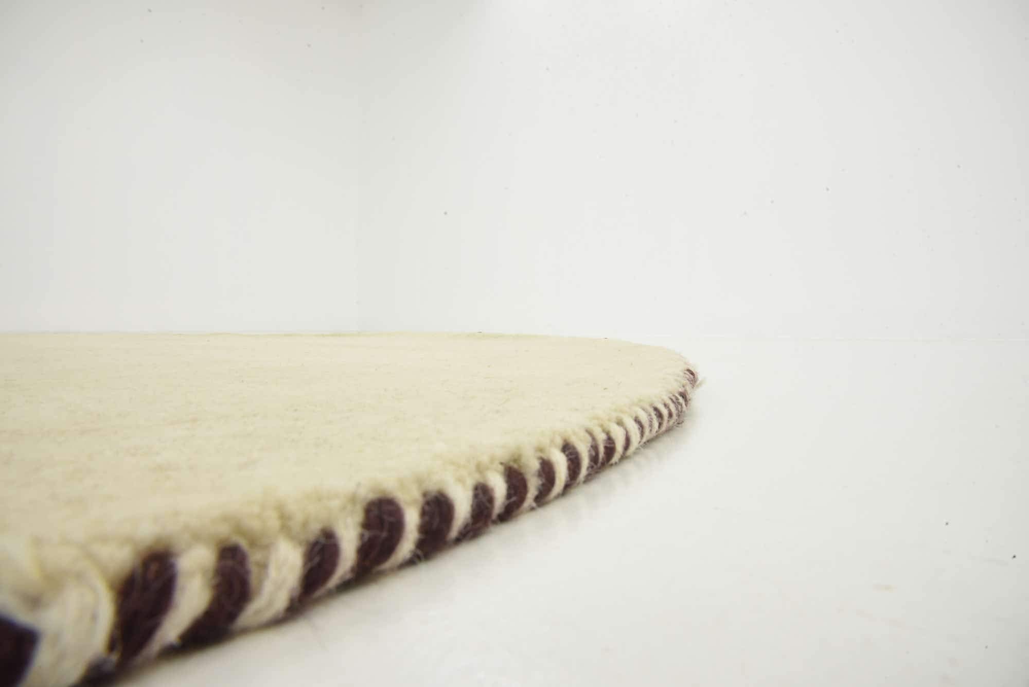 Unique Loom Solid Gava Collection 100% Natural Twisted Wool Modern Beige Round Area Rug (6' x 6') - Perfect for Living Room, Bedroom or Office Decor