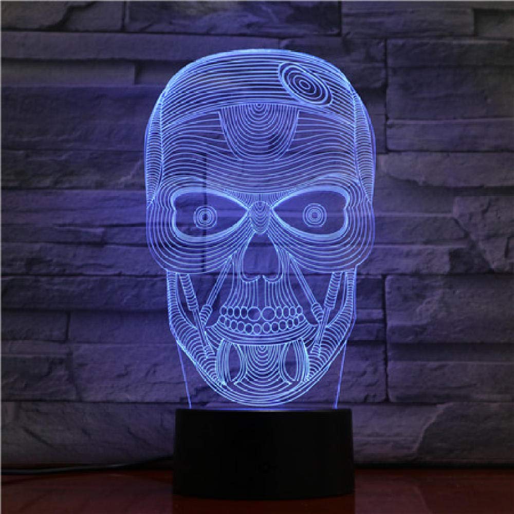 3D Illusion LED Night Light - Skull Head USB Desk Lamp with 7 Color Changing Touch Control | Perfect for Bedroom, Kids Room, Halloween Decor & Gift Ideas | TIEHENG