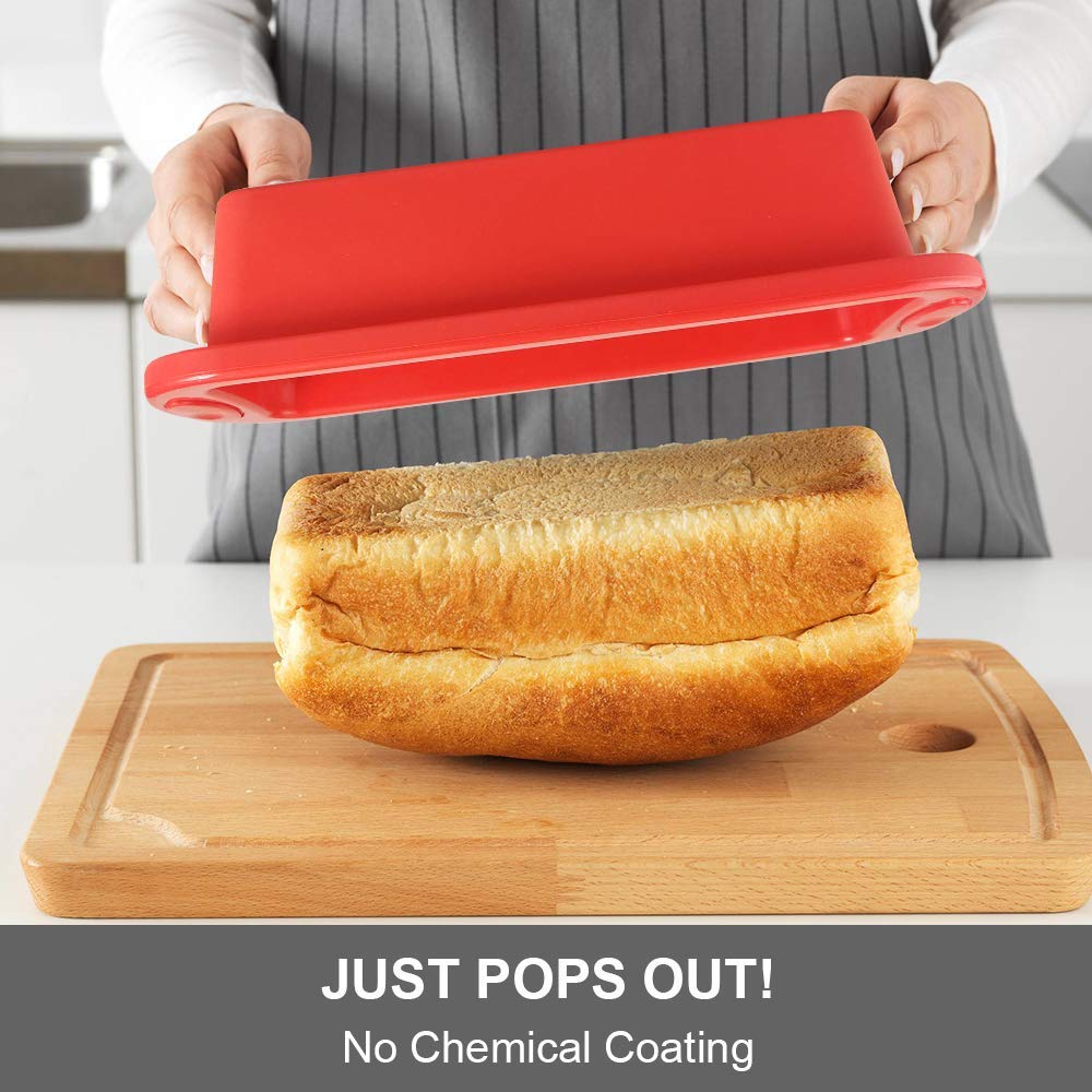 Nonstick Silicone Bread Loaf Pans 2 Pack - 8.9x3.7x2.5 Inch Baking Molds for Homemade Bread, Meatloaf & Banana Bread - Perfect for Oven Baking, Meal Prep & Holiday Cooking