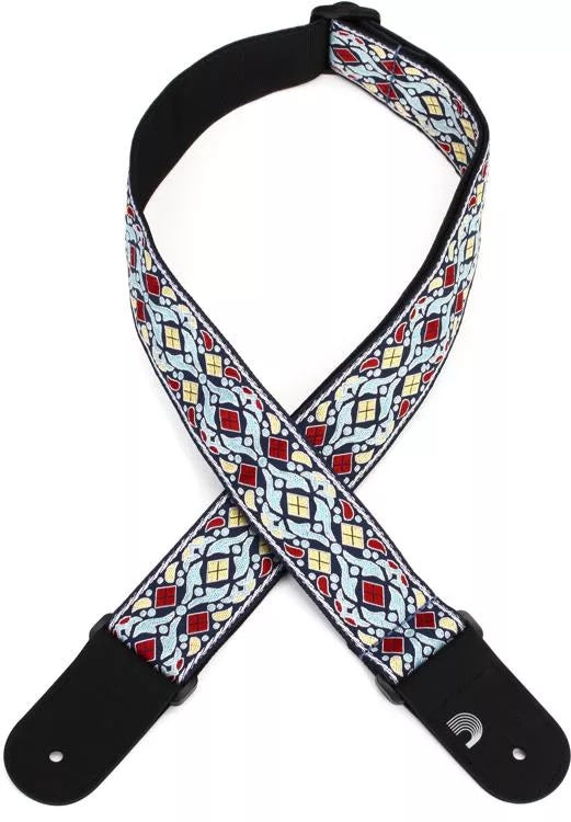 D'Addario Eco Comfort Jacquard Woven Guitar Strap - Navy Blue Adjustable Padded Shoulder Strap for Acoustic & Electric Guitars - Perfect for Live Performances & Studio Sessions