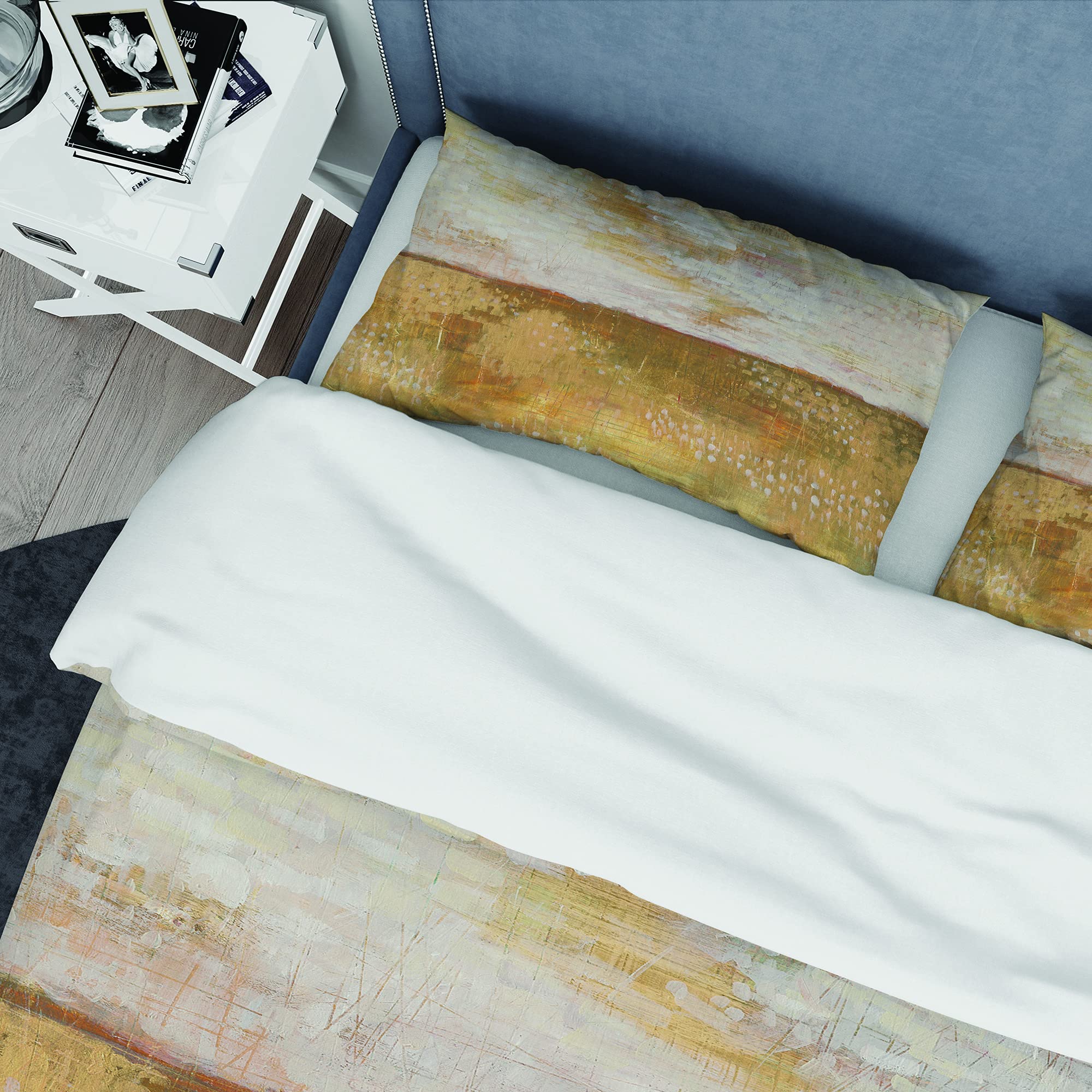 Amber Modern Horizon Traditional Duvet Cover Set - Queen Size Brown Abstract Bedding (3-Piece) | All-Season Luxury Cotton Duvet Cover for Master Bedroom & Guest Room Decor