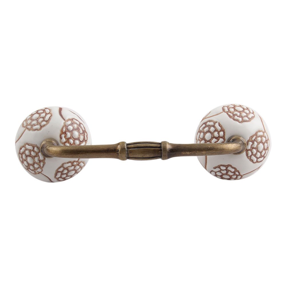 Vintage Indian Style 4-Pack White Decorative Drawer Pulls - Antique Cabinet Handles for Dresser, Wardrobe & Furniture (6