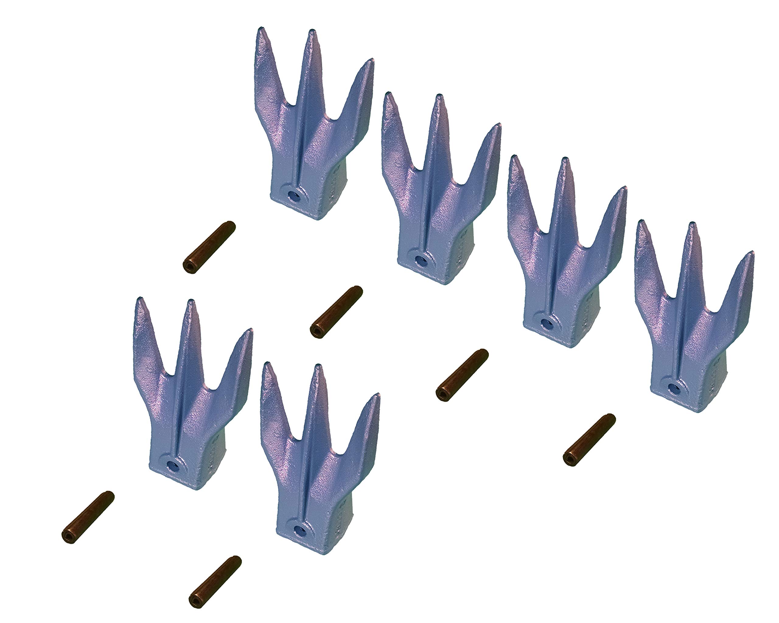 Mini Excavator Bucket Trident Rock Teeth 238-3207 TR3 with Pins - Compatible with CAT VRS-50 (6 Pack) - Heavy Duty Replacement Teeth for Excavation, Demolition & Construction Work