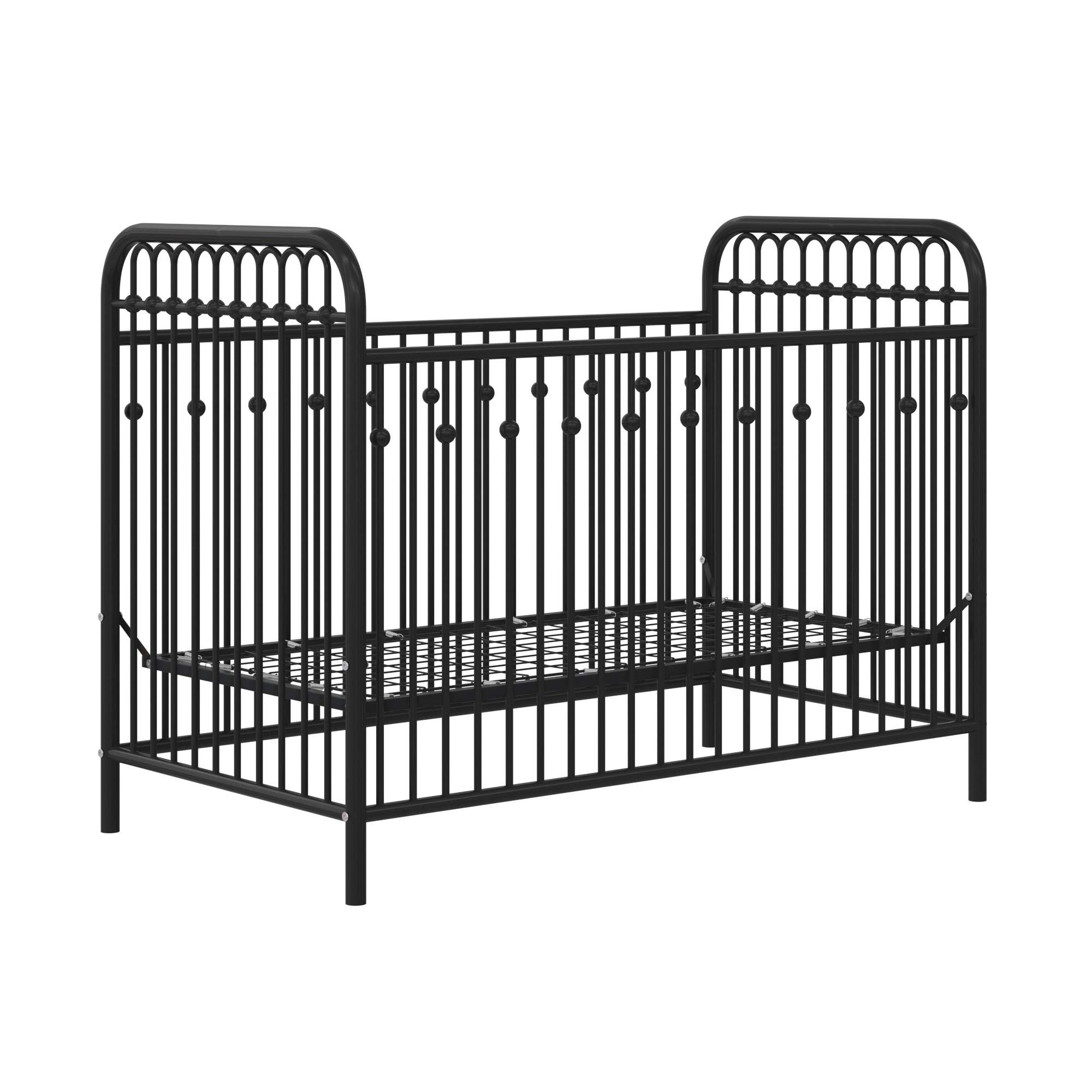 Little Seeds Monarch Hill Ivy Metal Baby Crib - Black | Modern Nursery Furniture for Newborns & Toddlers | Safe & Stylish Crib for Baby's Bedroom or Daycare