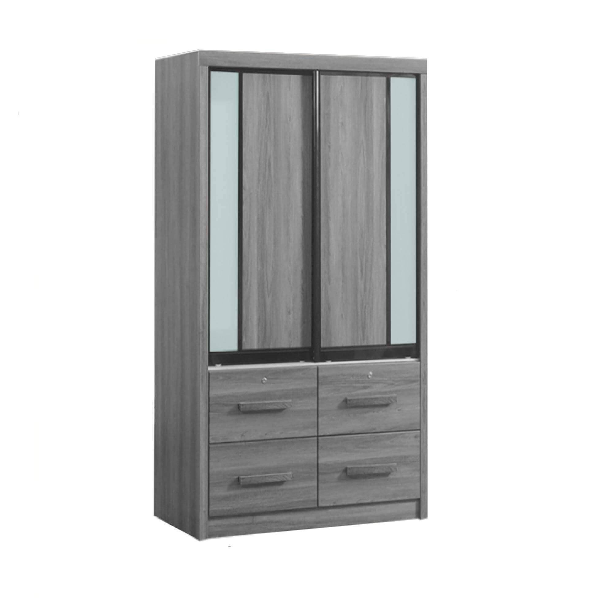 Gareth 4ft Ash Grey Wardrobe - Modern Closet Organizer for Bedroom, Walk-In Closet & Guest Room Storage Solution