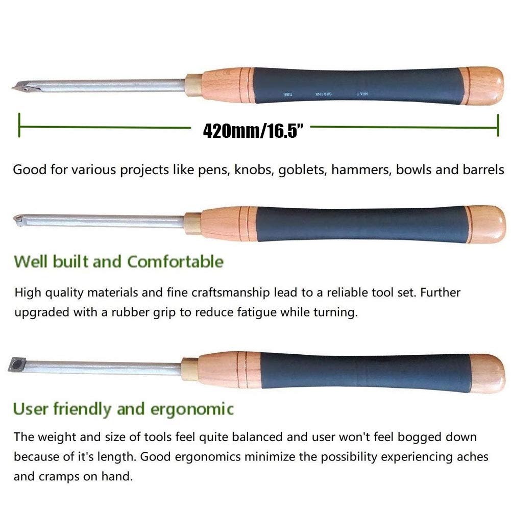 Premium Woodturning Lathe Tool Set - 3PCS Replaceable Carbide Parting Tools with Wooden Storage Box (Round & Square Tips) - Perfect for Woodworking, DIY Projects & Professional Carpenters - Ideal for Bowl Turning, Spindle Work & Detailed Wood Crafts