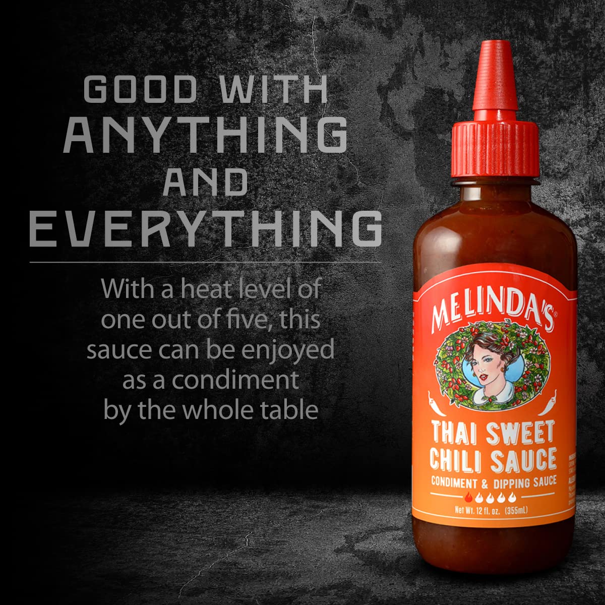 Melinda’s Thai Sweet Chili Sauce - Sweet & Mild Asian Chili Sauce with Fresh Ingredients - Gourmet Hot Sauce & Dipping Sauce - Keto Friendly, Kosher Certified - 12oz Bottle (Pack of 2) - Perfect for Stir-Fry, Spring Rolls & Grilled Meats