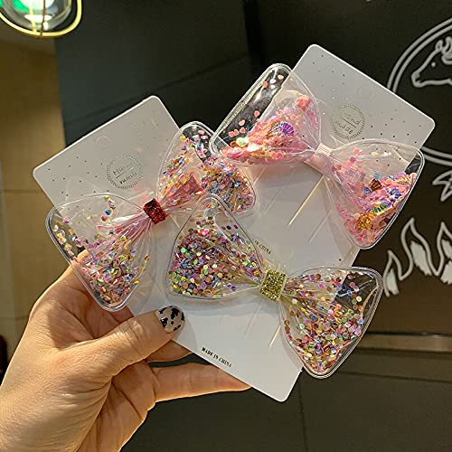 APSAMBR - 2 Pack Cute Princess Hair Claws for Girls, Sparkly Bow Sequins Hair Clips with Cartoon Patterns, Fashion Hair Accessories for Women & Teens - Perfect for Parties, School, and Daily Styling