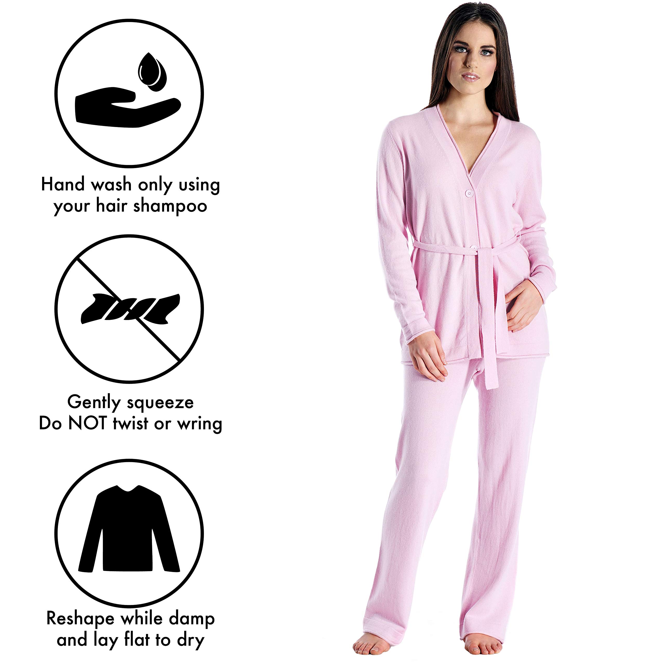 100% Pure Cashmere Women's Lounge Pajama Set - Soft & Warm Long Sleeve Sleepwear for Winter Nights, Cozy Homewear & Luxury Gift Idea