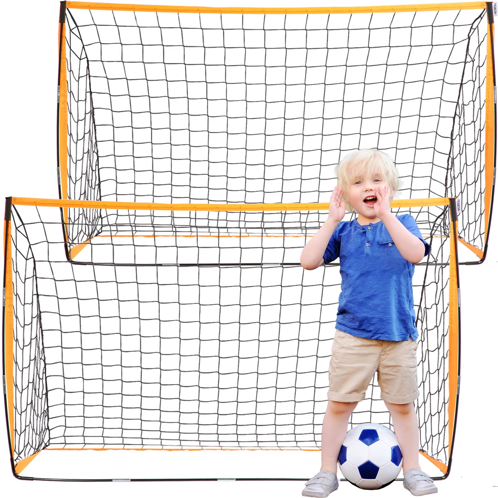 **Kunup Portable Soccer Goals for Kids - 2 Pack Pop Up Soccer Nets with Carrying Bag - 5 x 3.1 ft & 3.6 x 2.5 ft - Perfect for Backyard, Outdoor Training & Youth Soccer Practice**