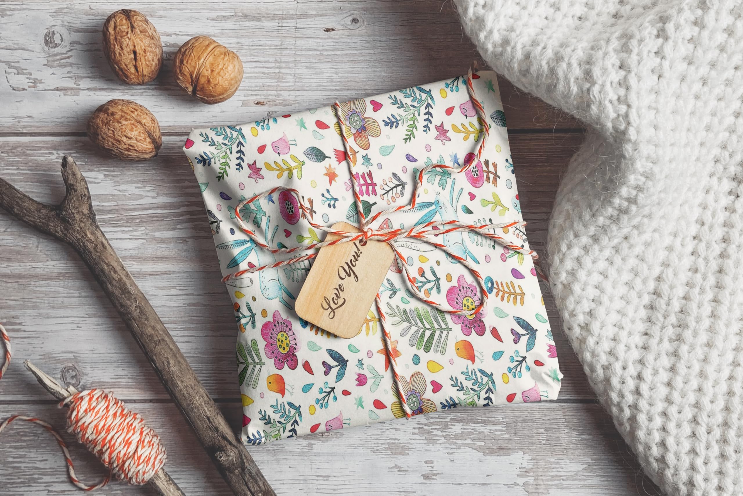 AccuPrints Premium Gift Wrapping Paper Set - 10 Sheets Floral Design, 20x30 Inches, Vibrant Multicolor for Birthday, Christmas & Party Presents