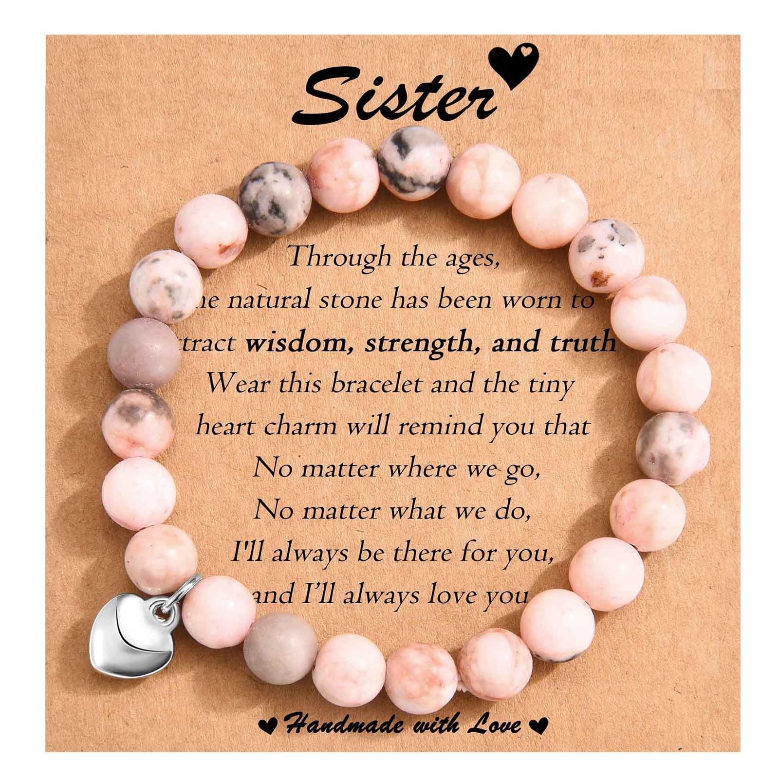 TEVOP Natural Stone Bracelet with Inspirational Message Card - Thoughtful Birthday, Christmas, Graduation Gift for Sister & Best Friend | Perfect for Daily Wear, Special Occasions & Heartfelt Surprises