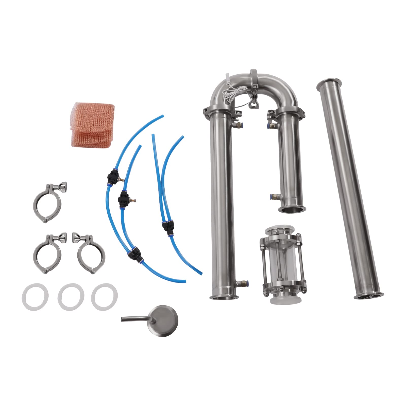 Premium 2-Inch Stainless Steel Moonshine Distiller with Sight Glass - Home Brewing Kit for Whiskey, Vodka & Essential Oils | Perfect for DIY Alcohol Distillation, Craft Brewing & Aromatherapy