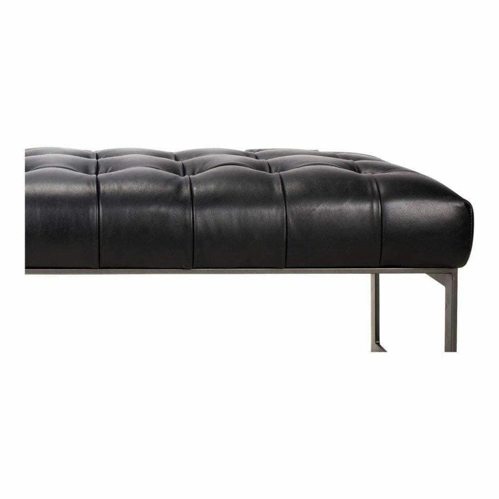 56 Inch Modern Black Leather Bench - Stylish and Durable for Living Room, Bedroom, or Entryway Seating