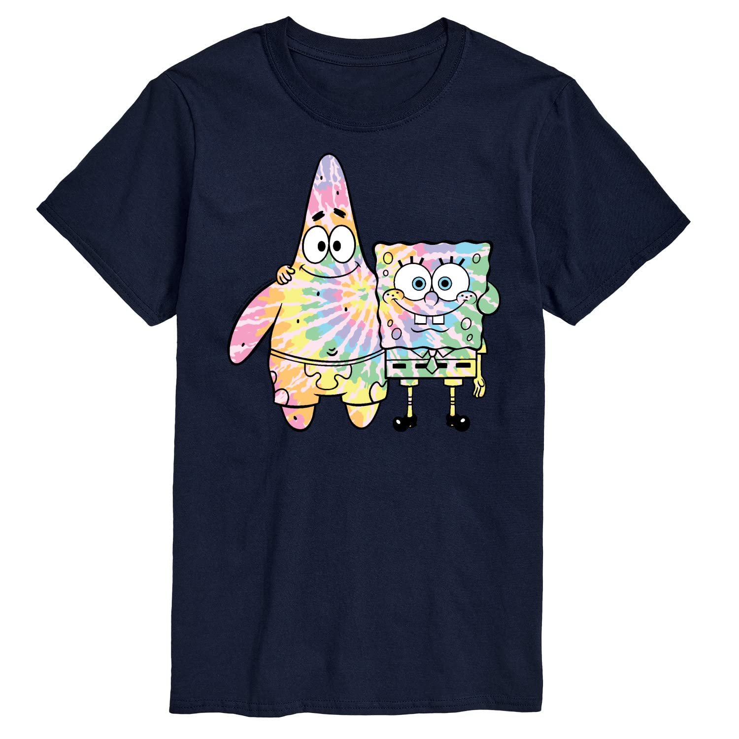 HYBRID APPAREL Spongebob Squarepants Tie Dye T-Shirt - Spongebob & Patrick Graphic Tee for Men - Soft Cotton Short Sleeve Shirt - Casual Wear, Beach Outfits & Cartoon Lovers Gift
