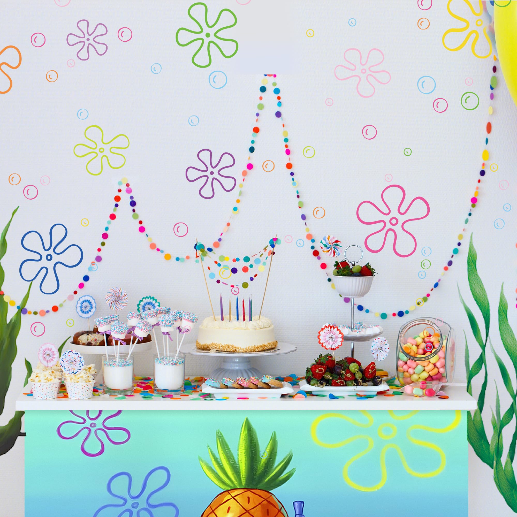 Dripykiaa 183-Piece Underwater Bikini Flowers & Bubbles Wall Decals - Ocean Theme Birthday Party Decorations, Removable Wall Stickers for Bedroom, Bathroom, Kids Room - Perfect for Boys, Girls, Teens & Adults Home Decor