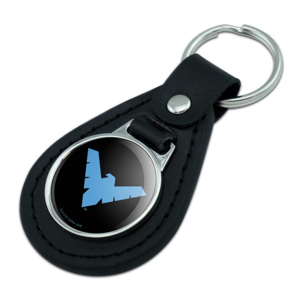 Batman Nightwing Logo Keychain - Genuine Black Leather Superhero Keyring for Fans, Collectors & Gifts | Perfect for Cosplay, Comic Con & Batman Merchandise