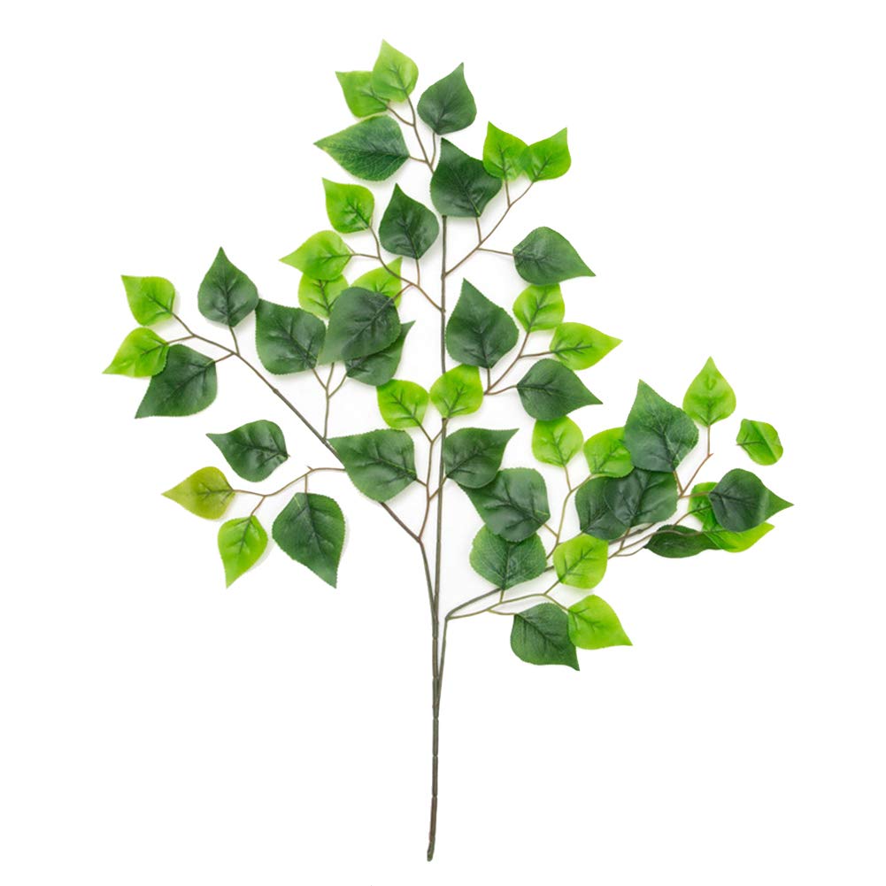 12Pcs Artificial Banyan Maple Tree Leaves - Realistic Faux Plants for Home, Party, Garden & DIY Decor - Yellow Birch Leaves for Beautiful & Vibrant Memories