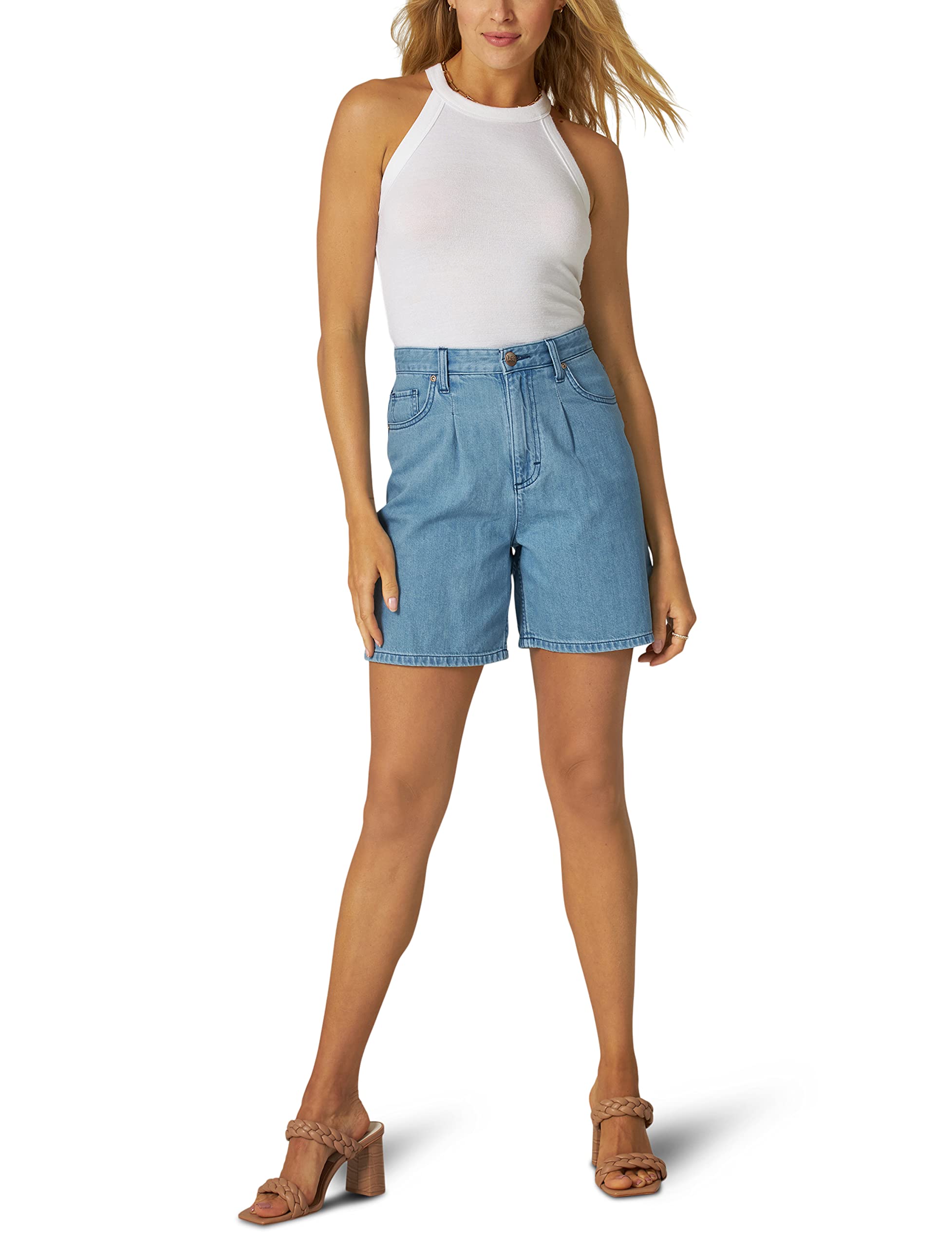 Lee Women's High Rise Slouch Jean Shorts - Comfortable Denim Shorts for Summer | Perfect for Casual Outings, Beach Days & Weekend Wear