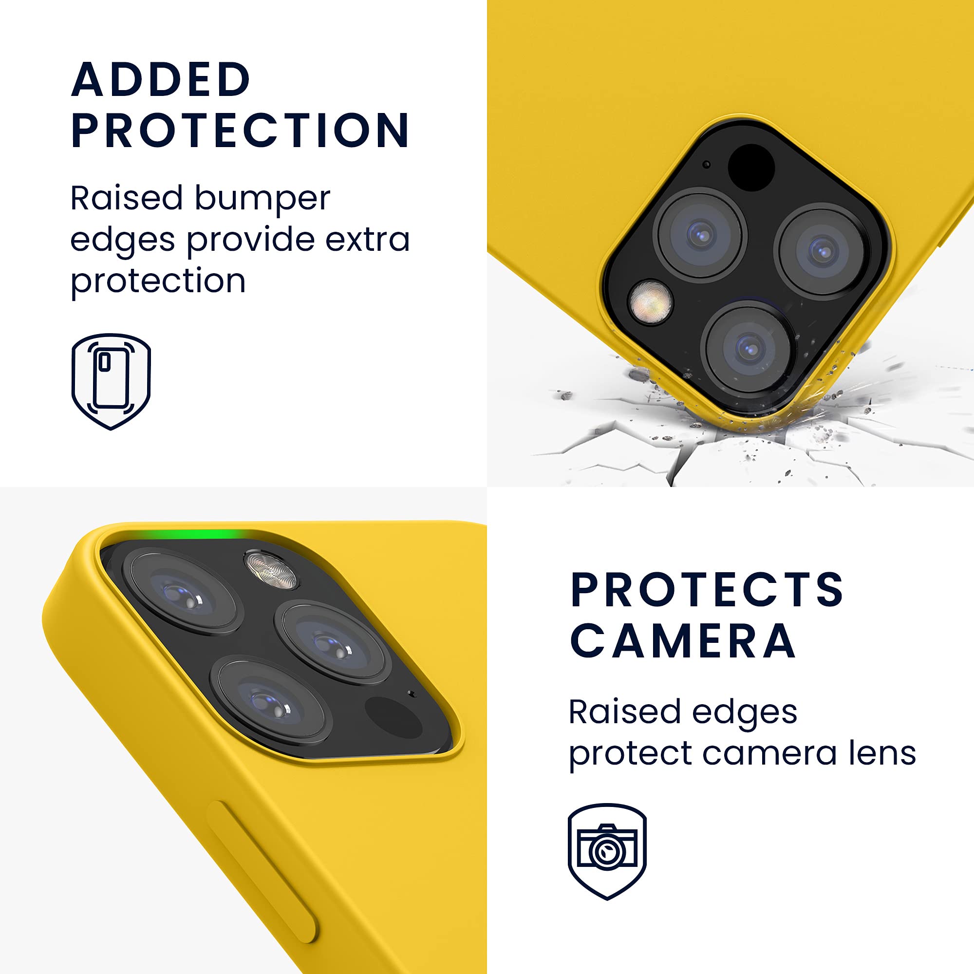 kwmobile Shockproof TPU Silicone Case for Apple iPhone 12 & iPhone 12 Pro - Soft Matte Finish Honey Yellow Protective Phone Cover - Perfect for Everyday Use, Outdoor Activities & Travel Protection
