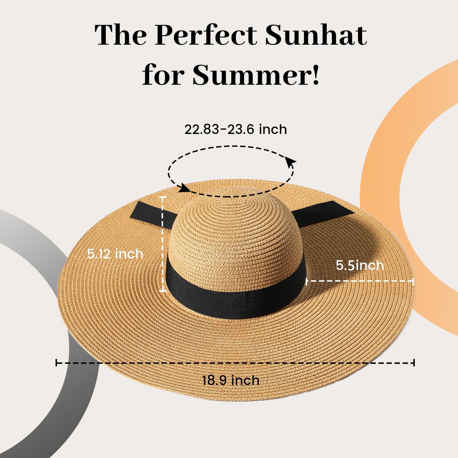 Women's UPF 50+ Sun Hat - Breathable Straw Beach Hat with Wide Brim for UV Protection, Foldable Summer Hat for Travel, Outdoor, Beach Vacations & Gardening