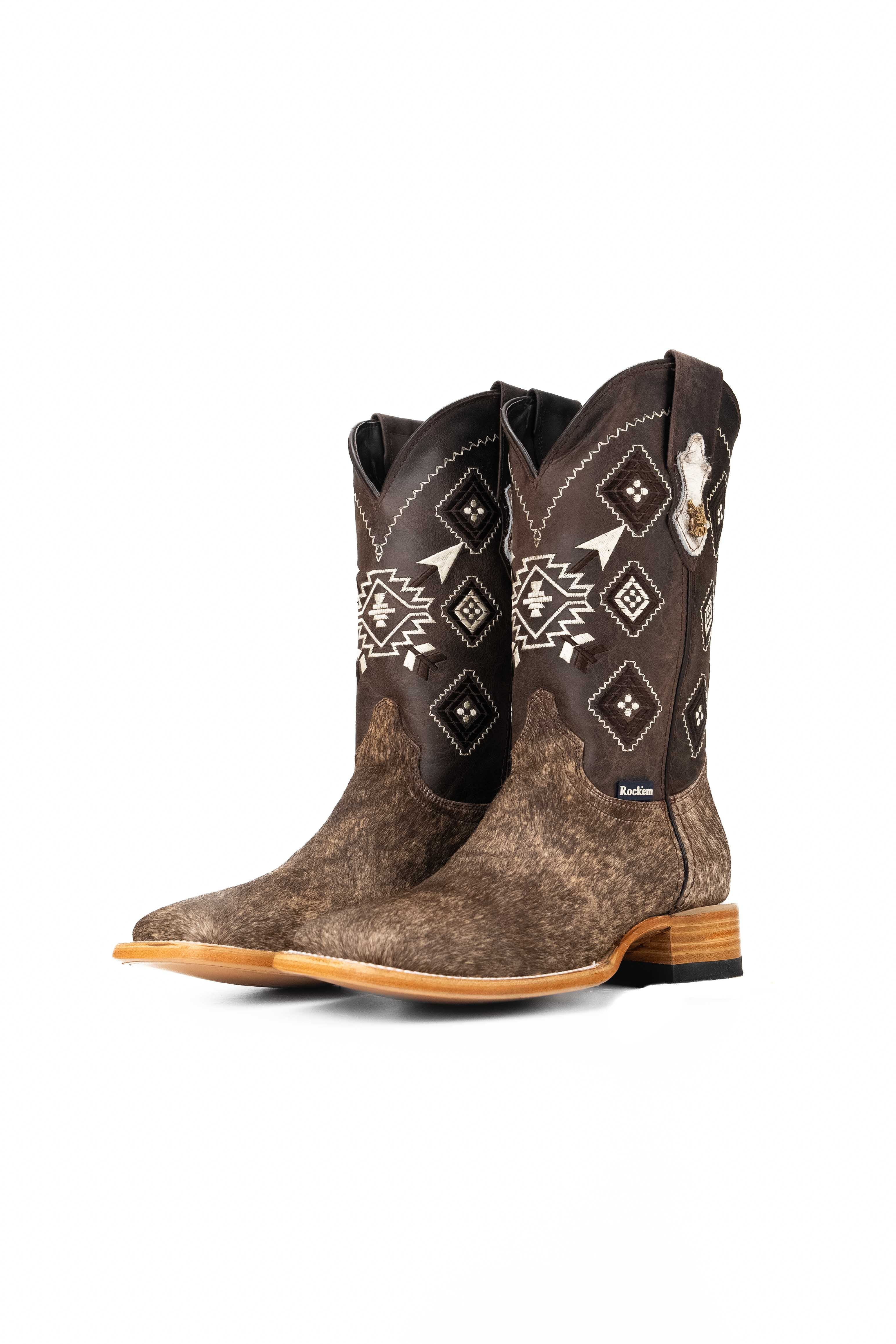 Men's Genuine Cowhide Square Toe Cowboy Boots - Size 9.5 Western Boots for Men - Perfect for Rodeo, Country Dancing & Outdoor Adventures