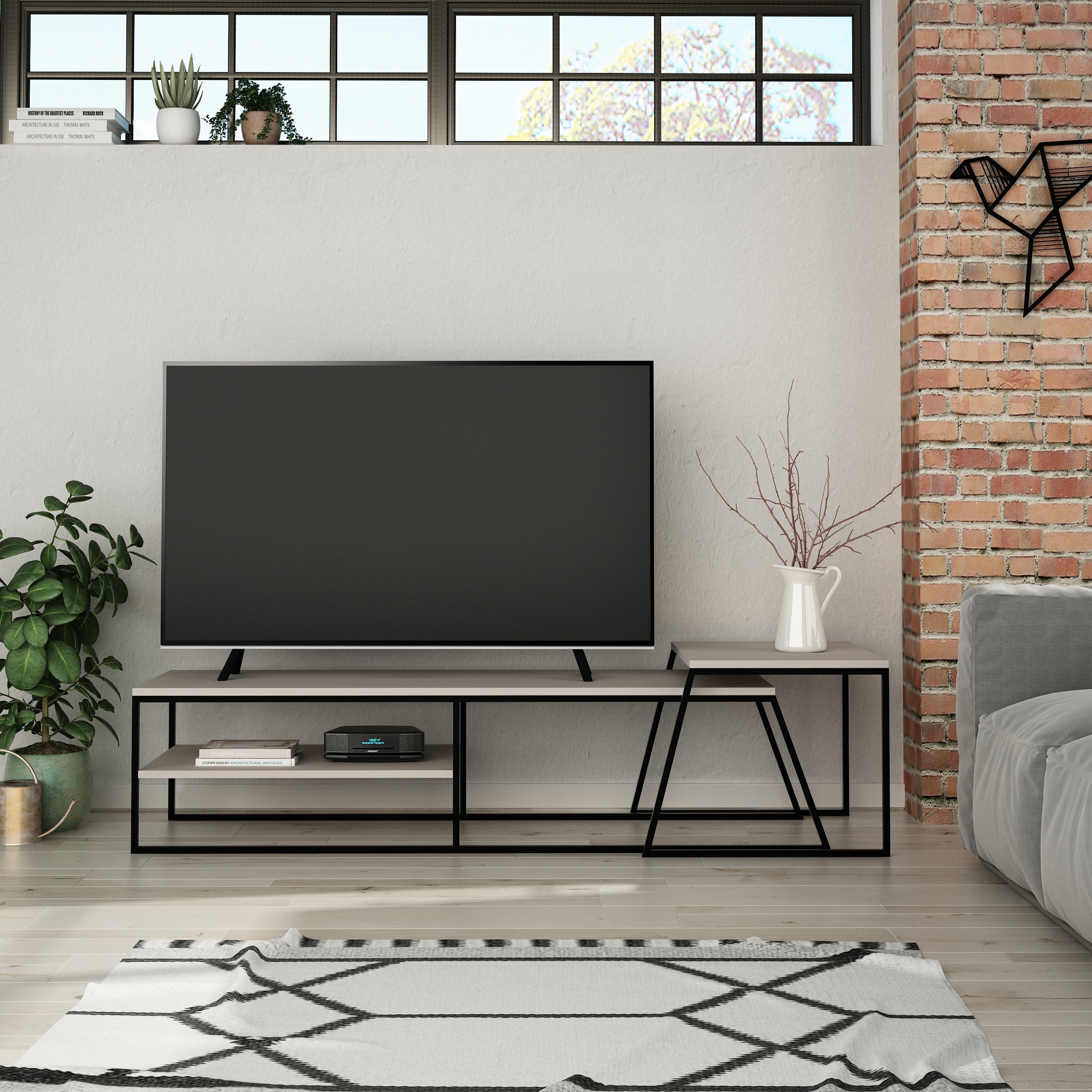 Modern TV Stand for Living Room - Euharlee TV Stand with Storage, Sturdy Wooden Entertainment Center for Flat Screen TVs up to 65