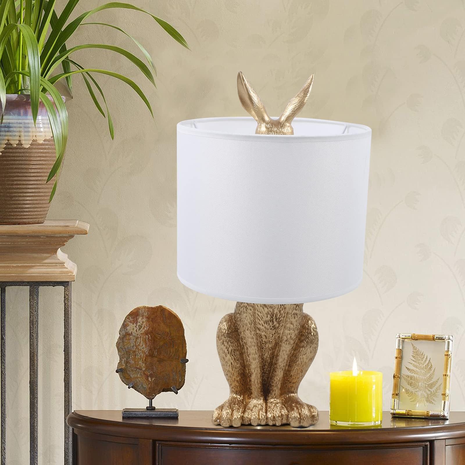 19 Inch Gold Rabbit Table Lamp - Cute Bunny Desk Light with LED, E27 Base (Bulb Not Included) - Perfect for Bedroom, Study, Office, or Kids Room Night Light Decoration
