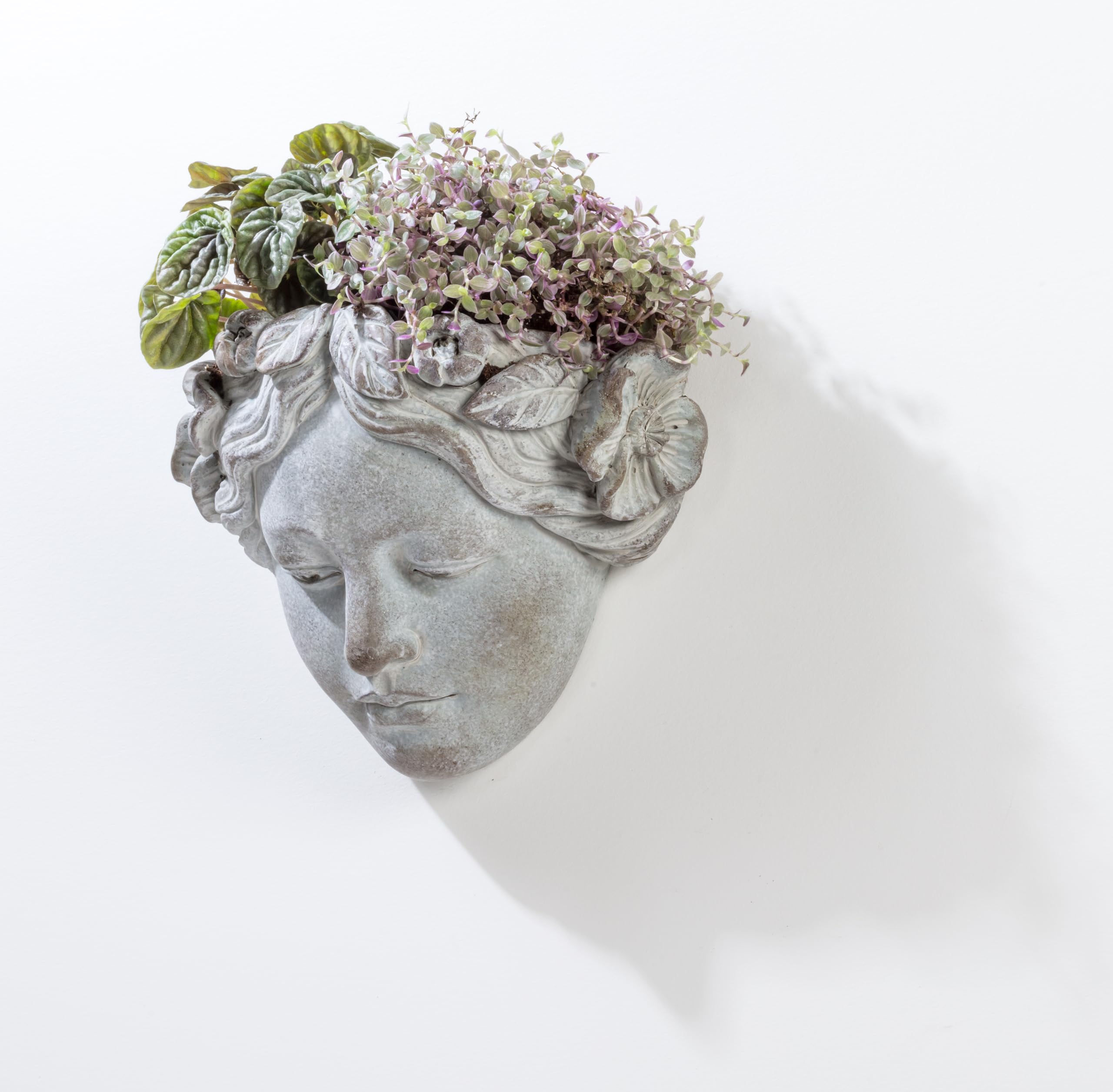 Abbott Collection 27-DEMETER-313 Decorative Cement Planter for Women - 8 Inch Tall Indoor Wall Planter for Succulents, Herbs & Small Plants - Perfect for Home, Office & Garden Decor