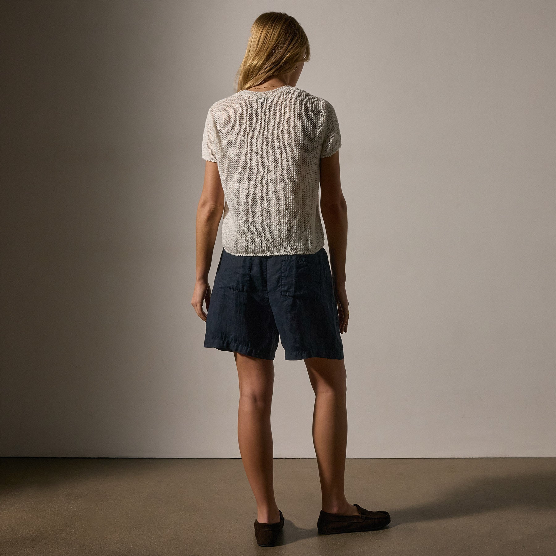 Soft Cotton Linen Knit Crew Neck T-Shirt for Women - Breathable Summer Casual Top in White | Perfect for Beach Outings, Weekend Brunch & Everyday Wear
