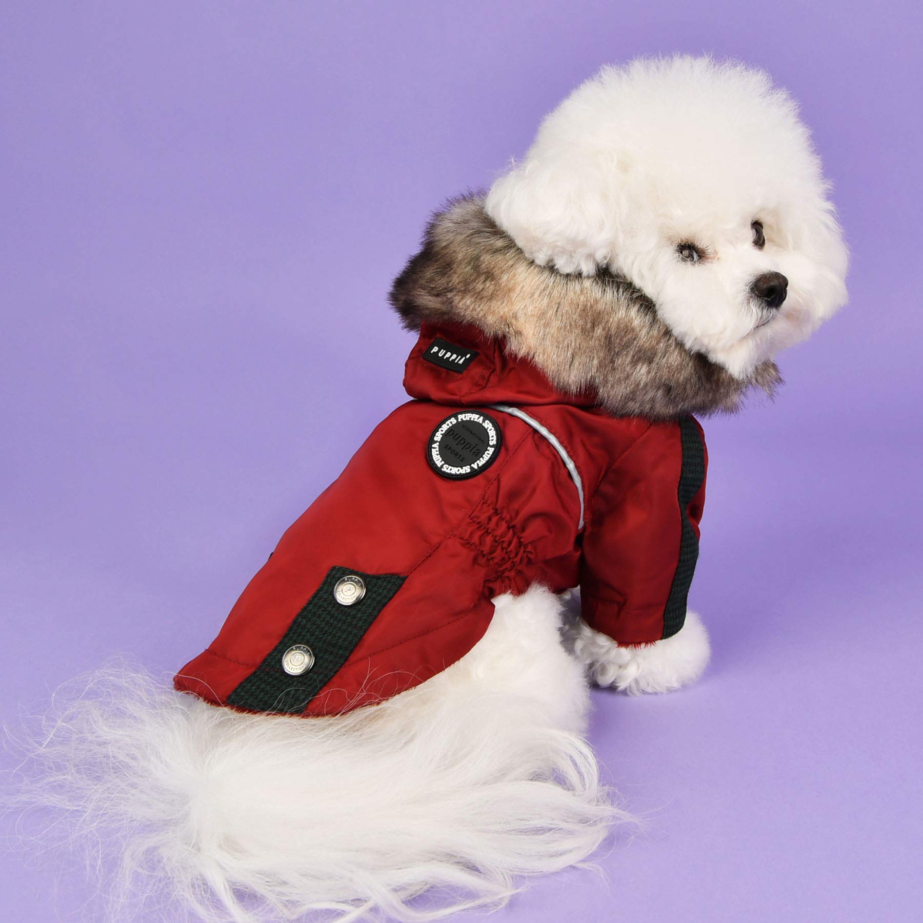 PUPPIA Brock Winter Jumper for Dogs - Red Fleece Dog Sweater - Small Size - Keep Your Pet Warm in Cold Weather & Outdoor Activities