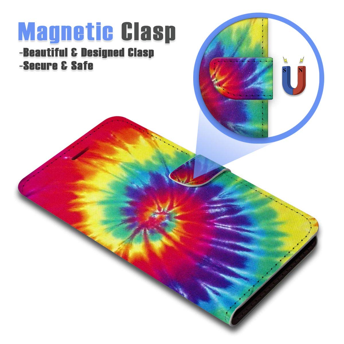 Tie Dye Flip Wallet Phone Case for iPhone 8, iPhone 7, iPhone SE 2 (2020) - Slim Protective Cover with Card Slots | Perfect for Everyday Use, Travel & Hands-Free Convenience
