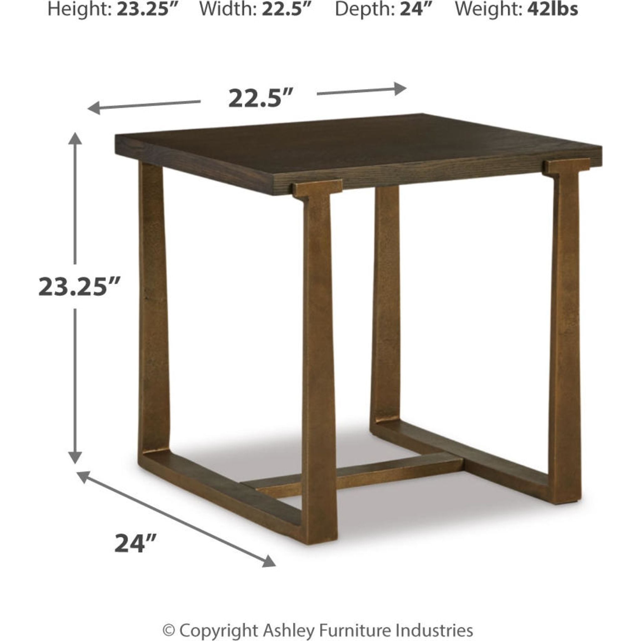 Balintmore End Table - Brown & Gold Finish Side Table for Living Room, Bedroom, or Office - Small Accent Table with Stylish Design