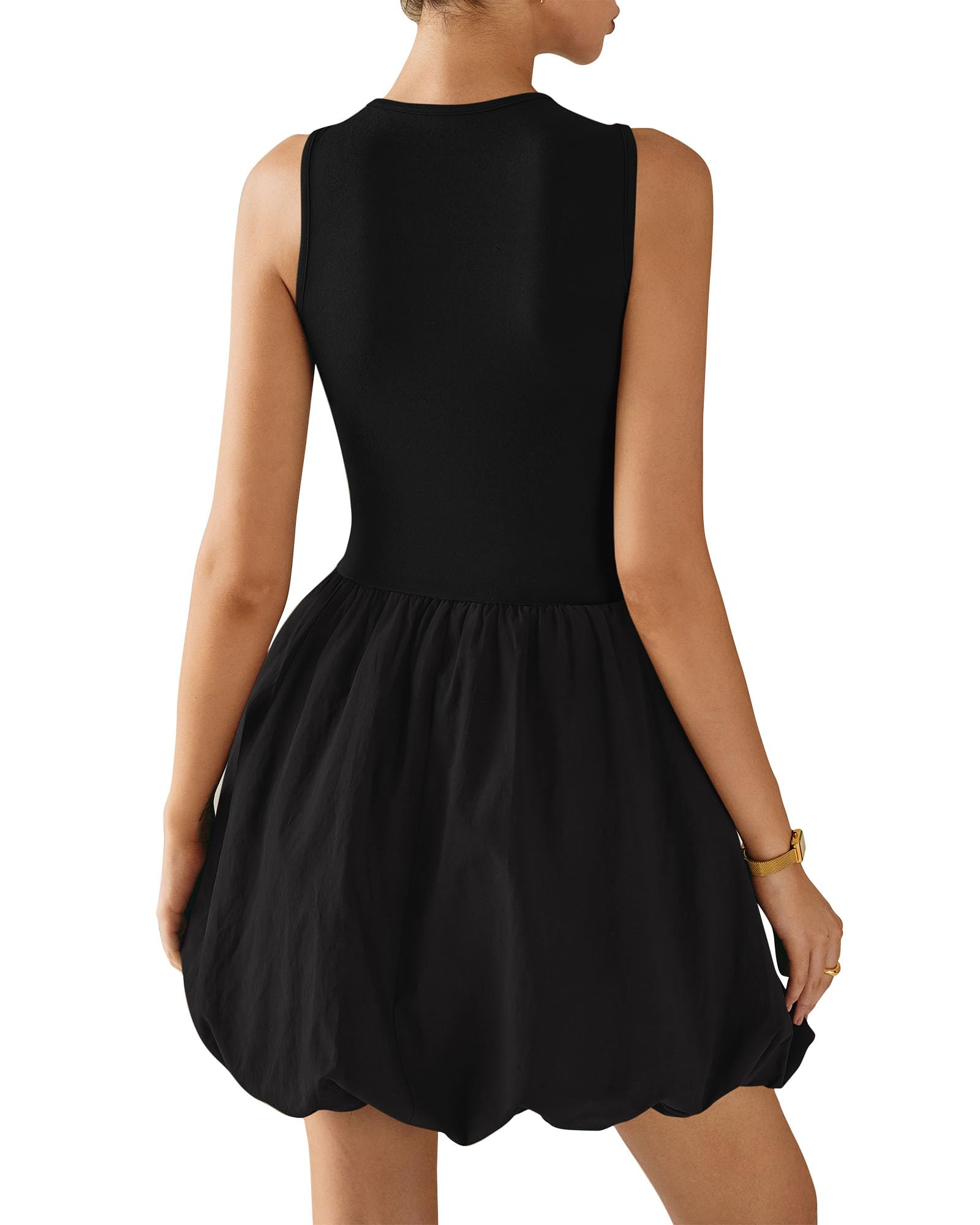 KIRUNDO Women's Summer Bubble Dress 2025 - Casual Mini Bodycon Cocktail Dress, Sleeveless Drop Waist Sundress for Beach, Party & Spring Outfits | Perfect for Vacation, Date Night & Summer Events