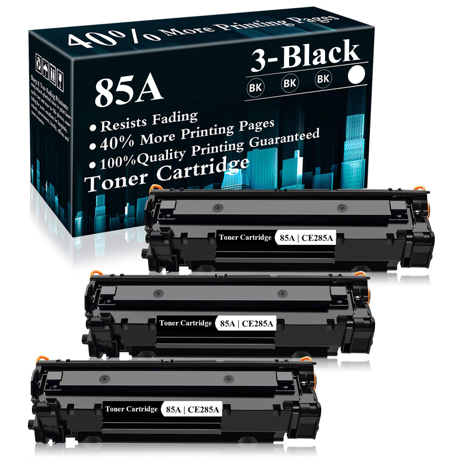 3-Pack Black 85A CE285A Toner Cartridge Replacement for HP LaserJet Pro M1212nf MFP, M1217nfw MFP, M1214nfh MFP, M1216nfh MFP, M1213nf MFP, M1219nf MFP, P1102w, P1102, P1109w, P1006, M1132 Printers - High-Quality Compatible Ink for Home & Office Use