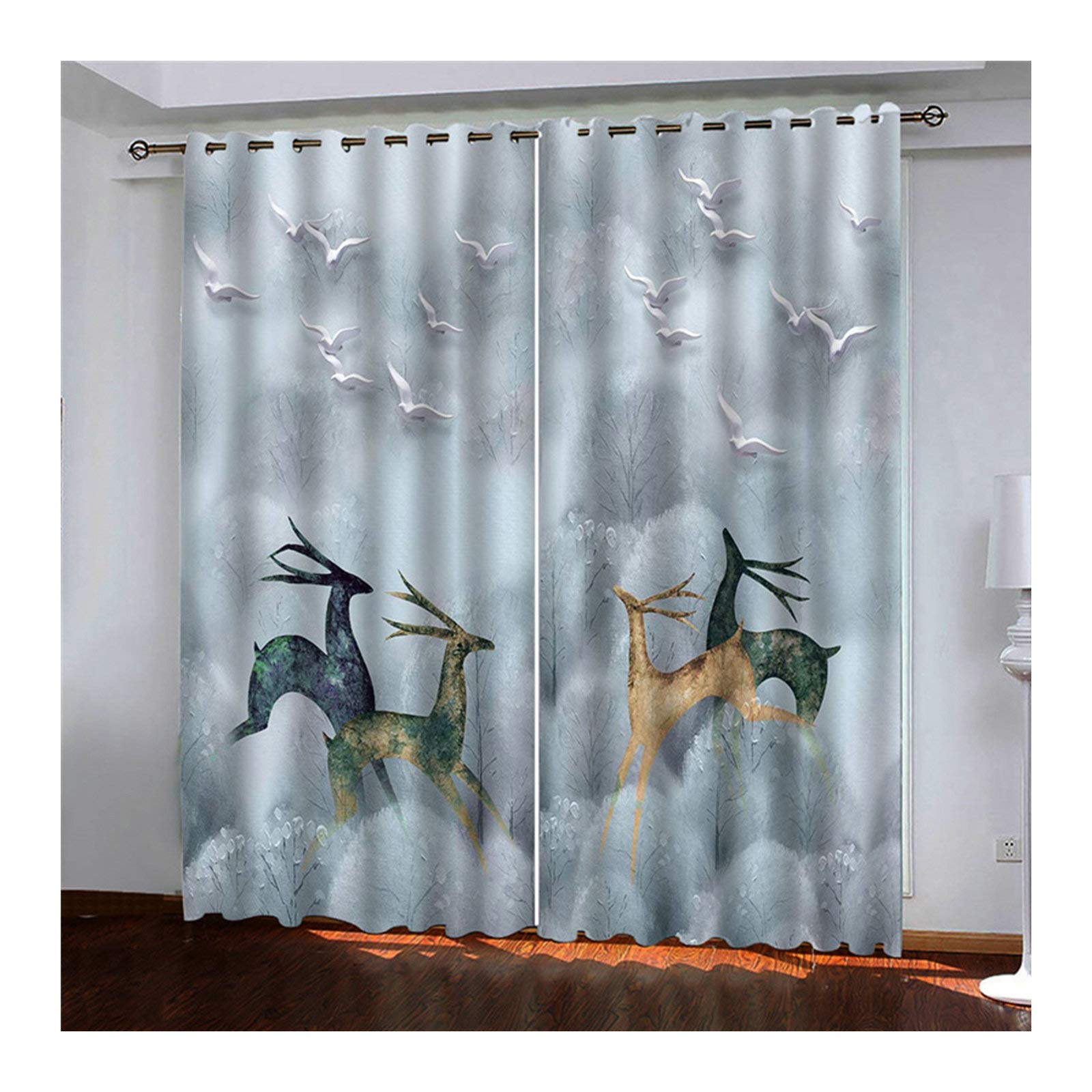 MoAndy Blackout Curtains 52x54 Inch - 2 Panel Set for Living Room, Gray Blue Modern Drapes with Darkening & Noise Reduction - Perfect for Bedroom, Nursery & Home Theater