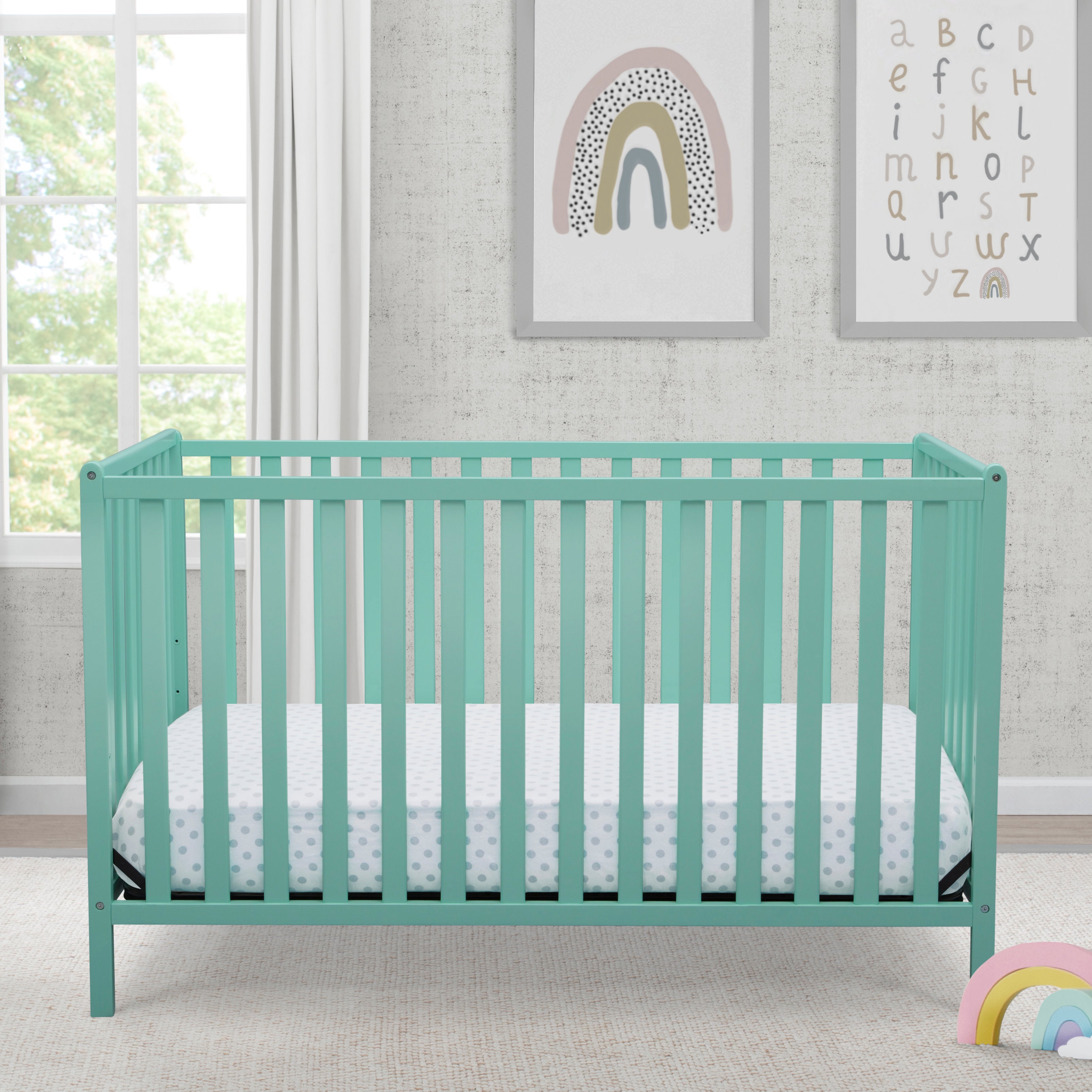 Heartland 4-in-1 Convertible Baby Crib - White Wooden Nursery Bed with Toddler Rail, Daybed & Full Size Conversion - Perfect for Newborn to Teen Bedroom