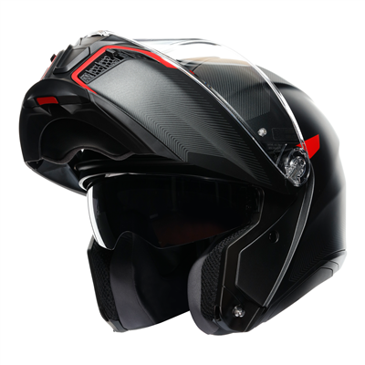 AGV Tourmodular Motorcycle Helmet with Frequency Matt Gun Finish - Red - Ideal for Street Riding, Racing, and Long-Distance Tours