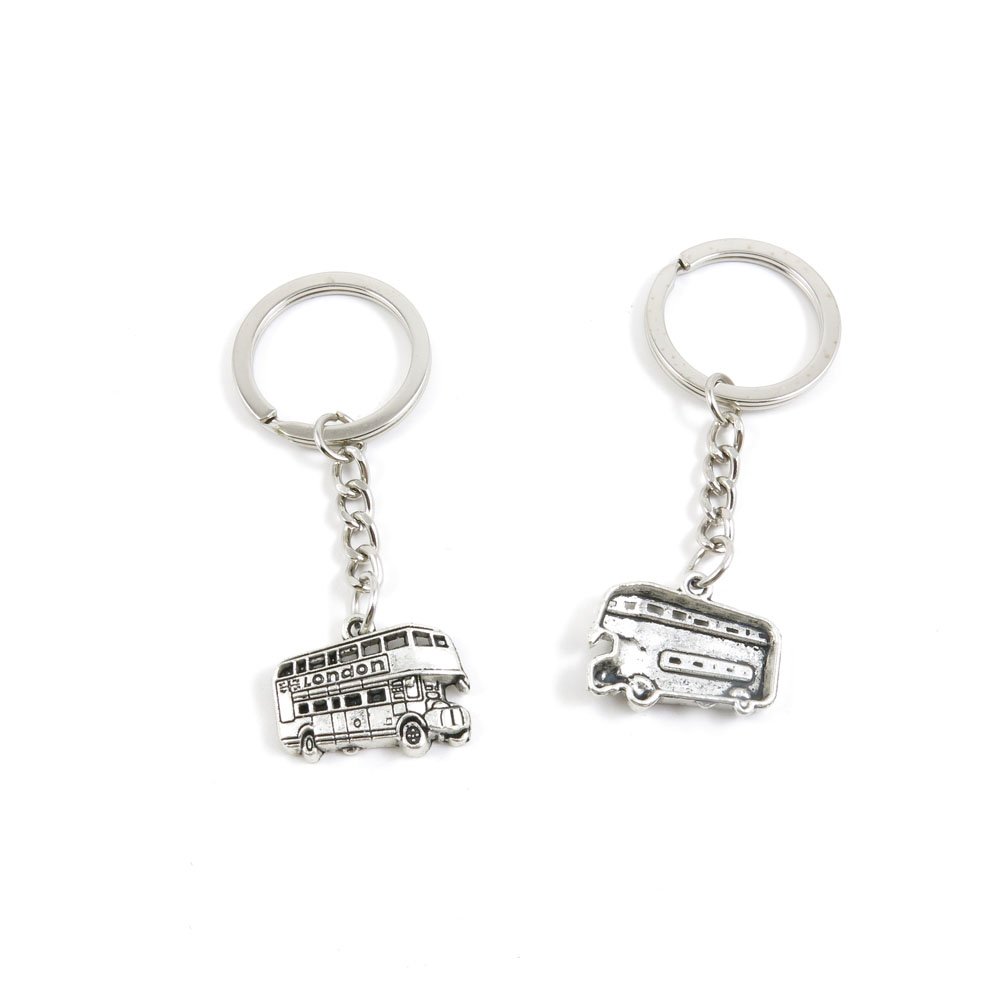 80PCS Bulk Keychain Charms - London Double Decker Bus Key Rings for Jewelry Making, DIY Crafts, Car & Home Decor (Wholesale) - Perfect for Party Favors, Gift Tags & Key Organization
