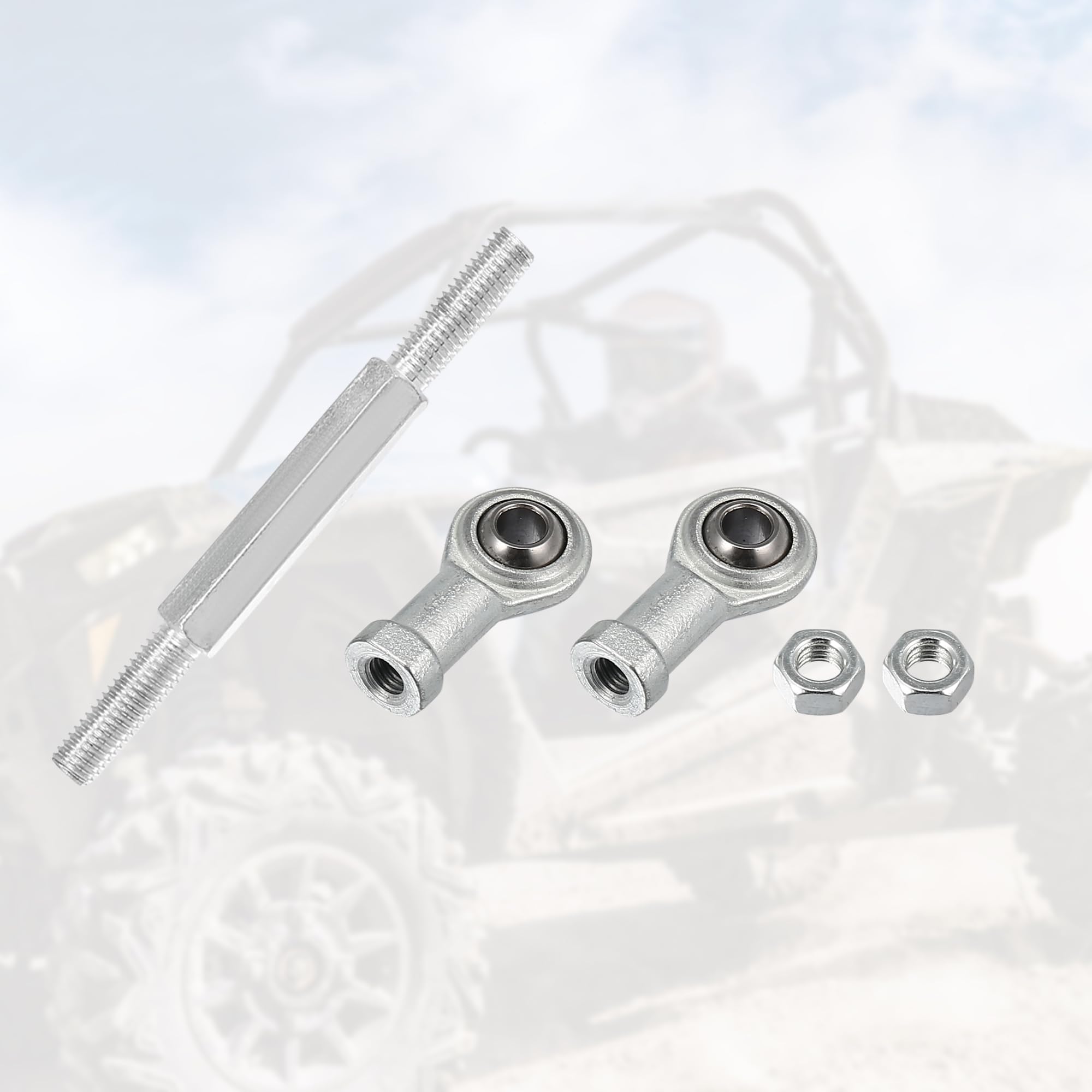Motoforti 2-Piece 110mm Adjustable Steering Tie Rod Ball Joint with 8mm Hole Diameter - Compatible with 49cc Electric ATV & Go Kart - Silver Tone Steering Column & Suspension Upgrade for Off-Road Performance