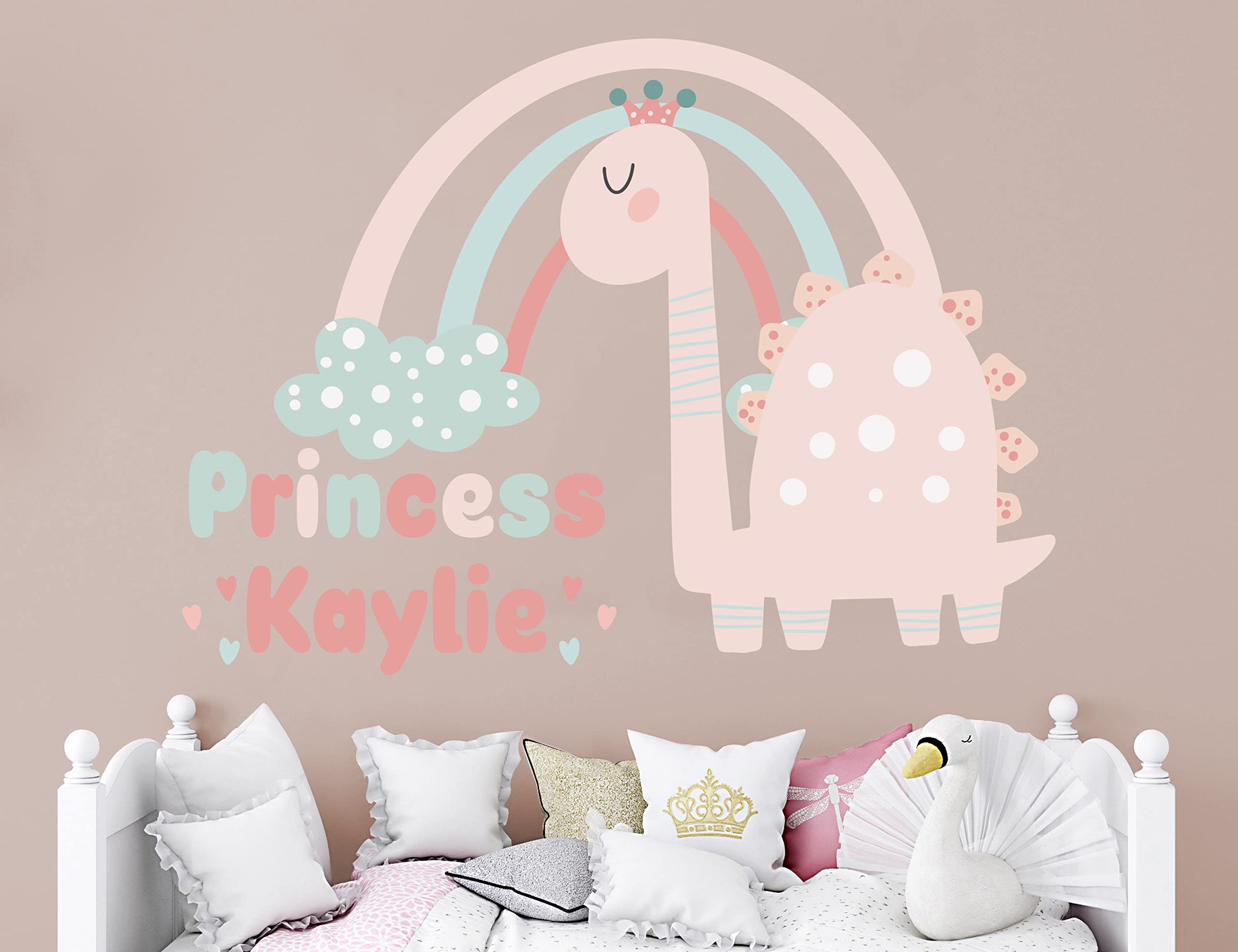 Custom Dinosaur Wall Stickers for Nursery - Baby Girl Room Decor & Name Decals - Perfect for Safari-Themed Kids' Rooms