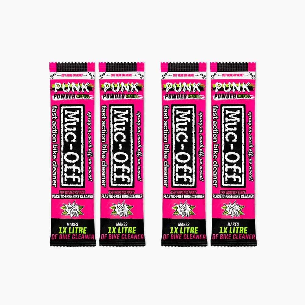 Muc Off Punk Powder 4 x 30g with Aluminum Bottle - Premium Bike Cleaner & Degreaser for Mountain, Road & BMX Bikes - Ideal for Off-Road, Commuting & Bike Maintenance