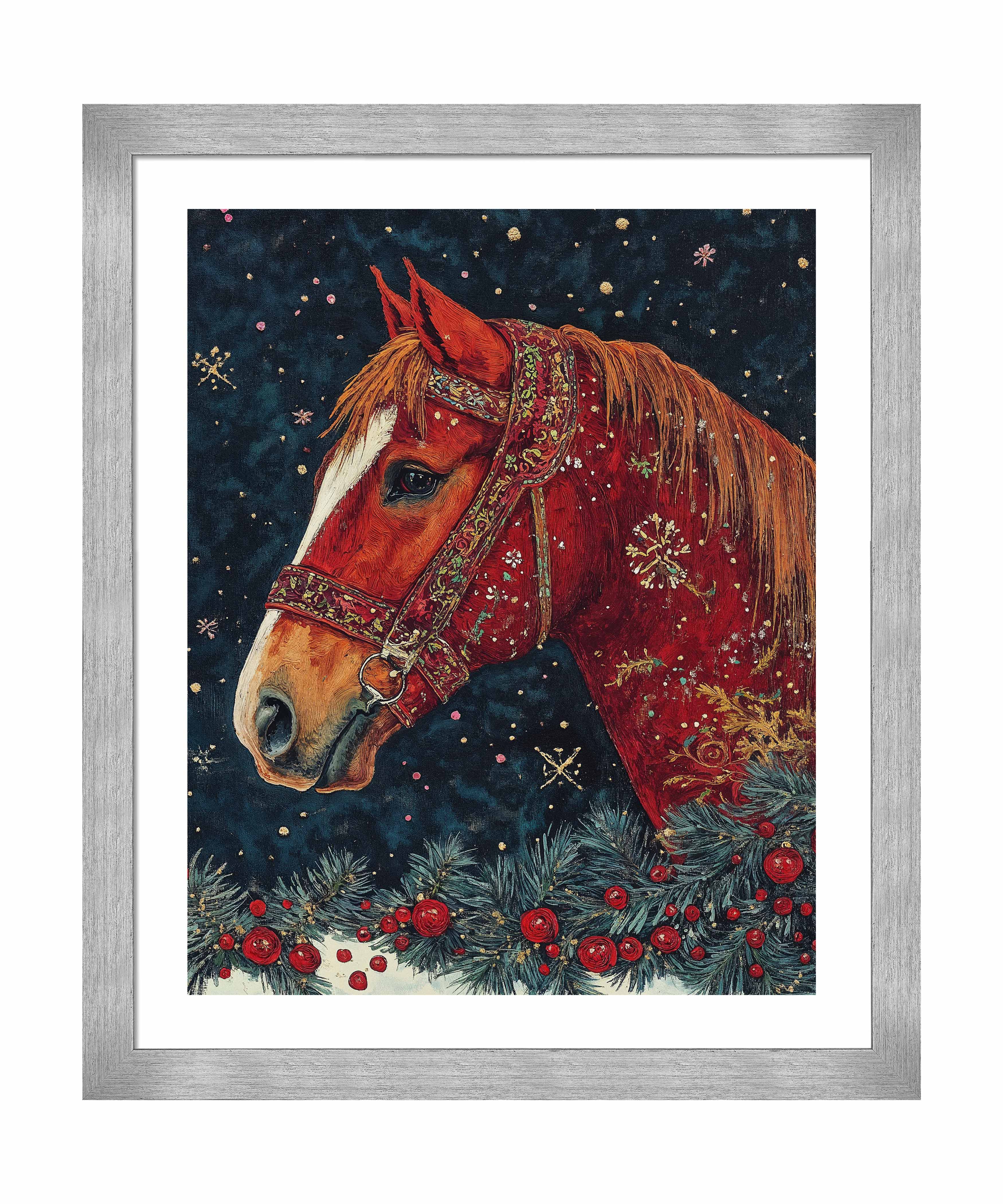 Candycane Canter Art Prints - Whimsical Christmas Horse Wall Decor for Home, Office & Holiday Gift Giving