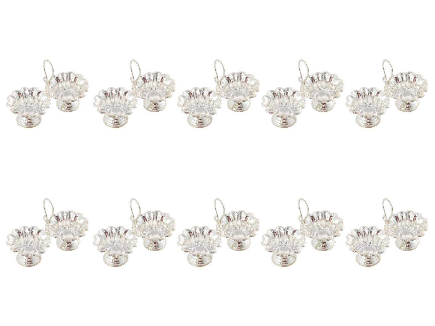 Silver Plated Big Flower Jod Kamal Kankavati (Haldi Kumkum Karand) - Indian Pooja Items Set with Potli Bag (10 Pieces) for Housewarming, Baby Shower & Religious Ceremonies | Perfect Hindu Ritual Gift for Weddings, Diwali & Spiritual Occasions