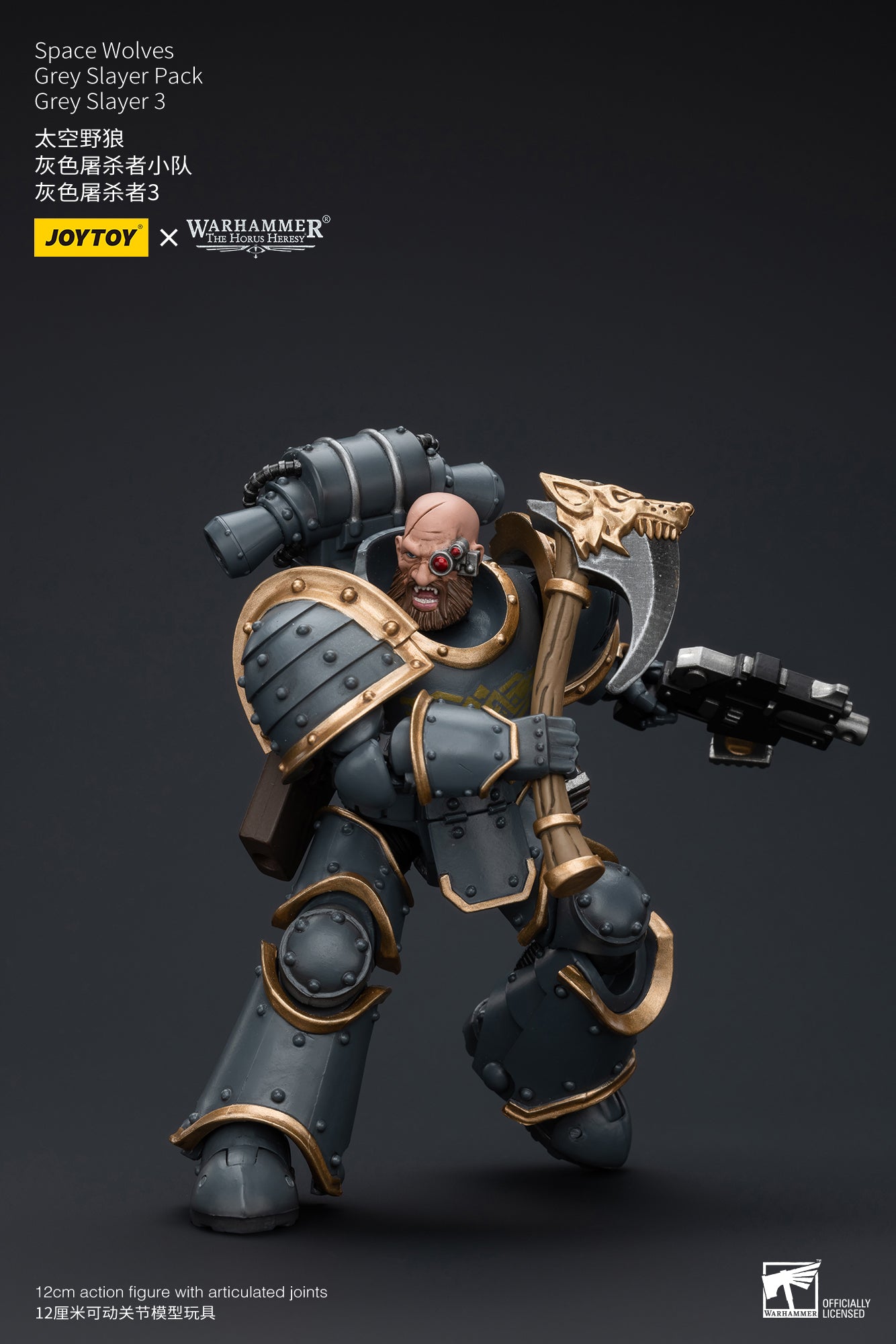 JOYTOY 1/18 Scale Warhammer The Horus Heresy Space Wolves Grey Slayer Action Figure Pack - Collectible Model for Display, Gaming & Warhammer 40K Battle Scenes