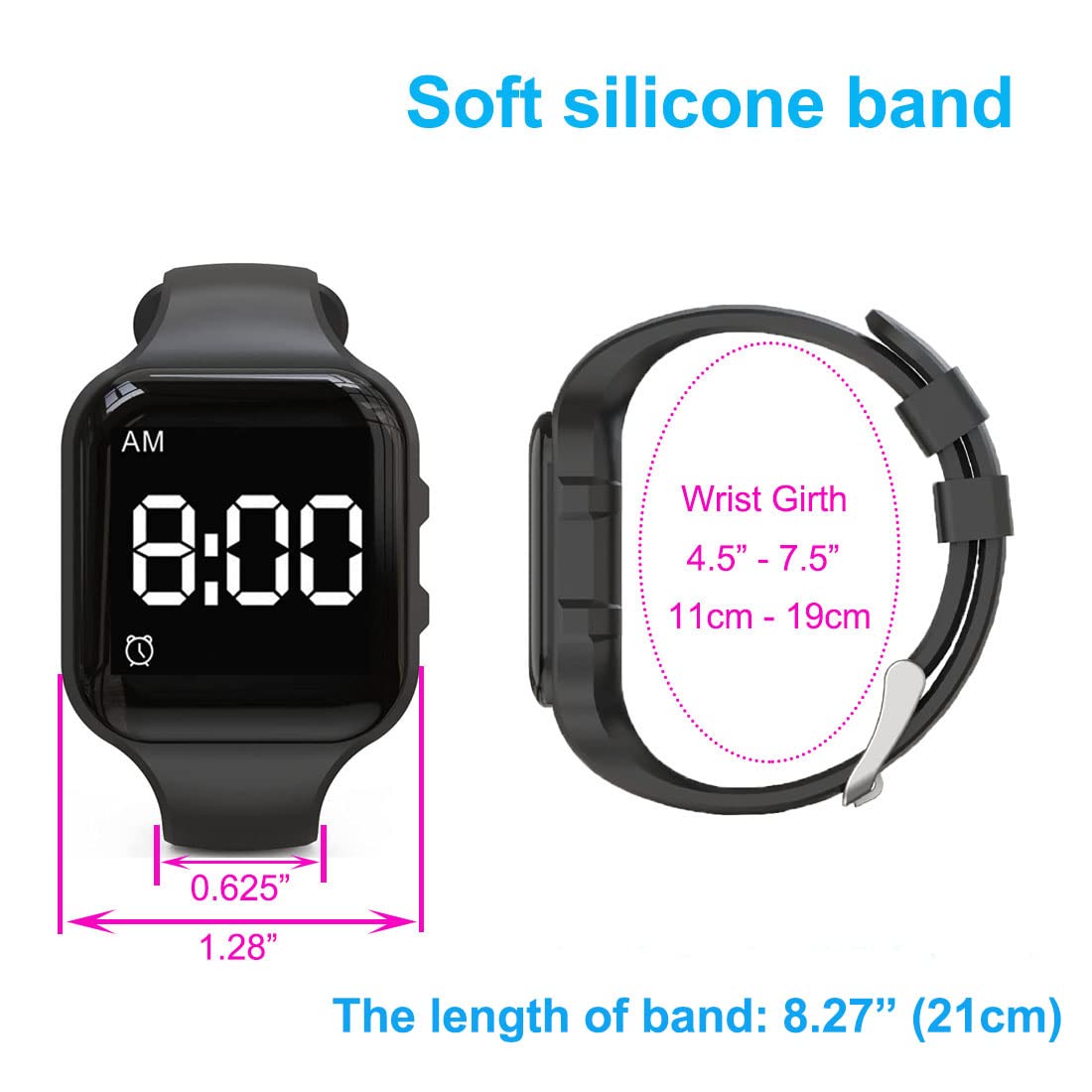 Vibrating Alarm Wristband for Potty Training - Water Resistant Medical Reminder Watch with Timer (Mint Dinosaur) - Ideal for Kids, Elderly Care & Special Needs