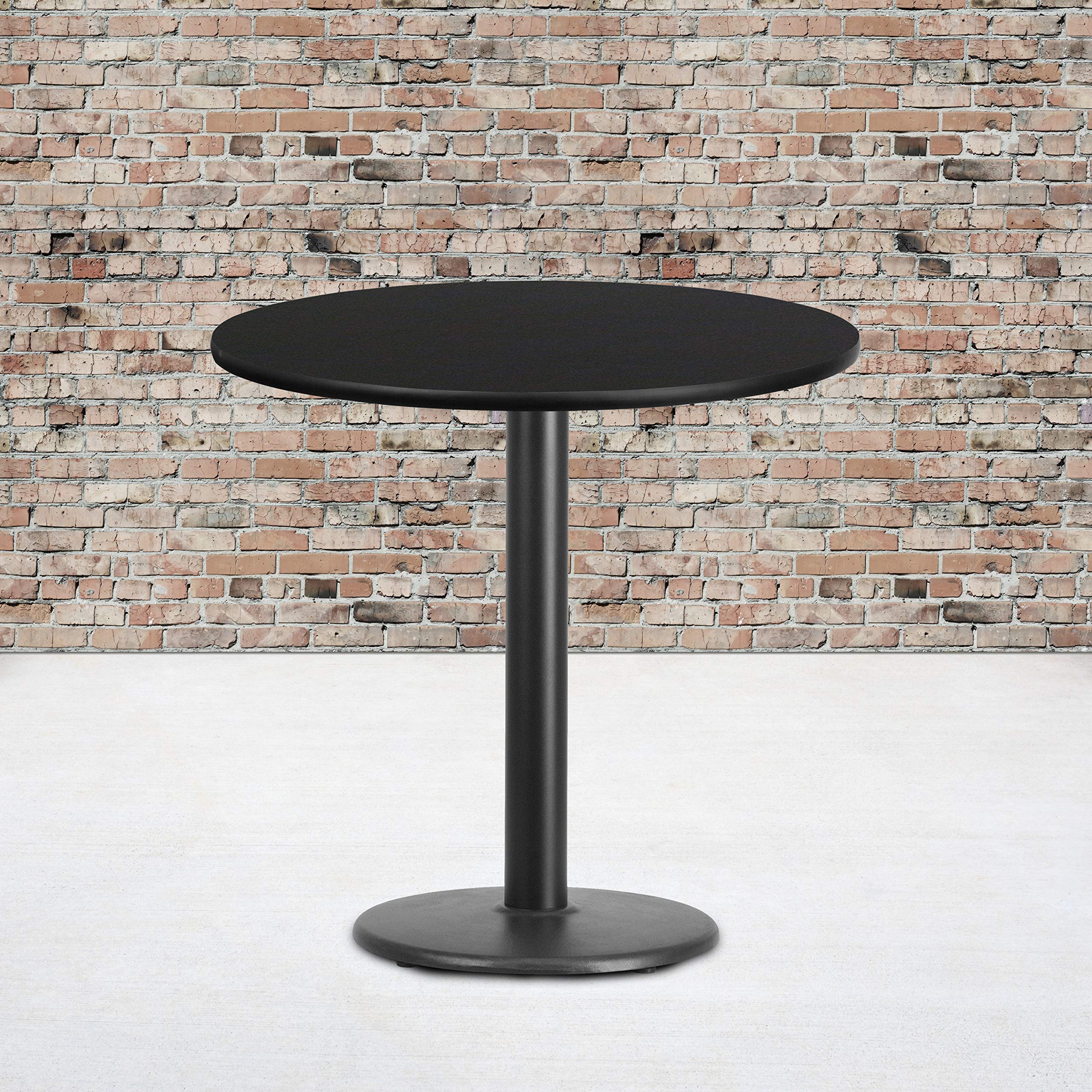Flash Furniture 30-Inch Round Black Laminate Table Top with 18-Inch Adjustable Height Base - Perfect for Office, Conference Room, or Home Workspace