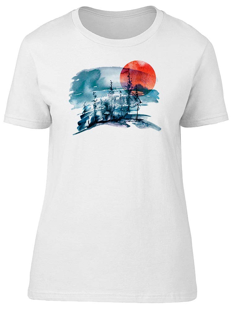 Men's Forest and Red Sun Graphic T-Shirt - Soft Cotton Casual Tee for Outdoor Adventures & Streetwear Style