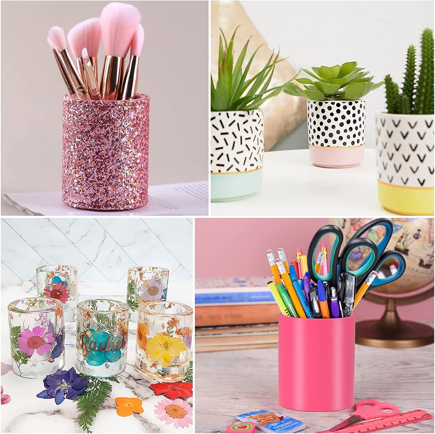 Premium Silicone Candle Jar Molds with Lids - Concrete Cylinder Candle Holder Molds for DIY Candle Making - Reusable Cement Vessel Molds for Home Decor & Gift Making (Perfect for Soy Wax, Beeswax Candles)