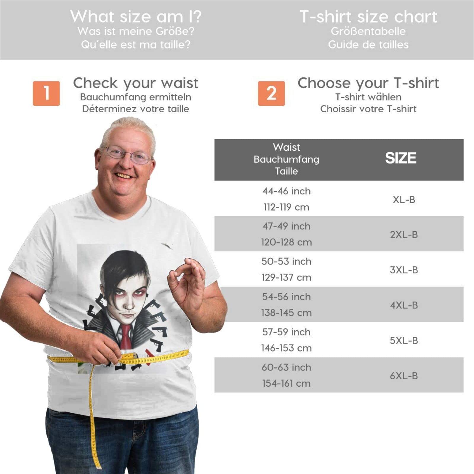 Frank Iero Oversized Cotton T-Shirt for Men - Big & Tall Short Sleeve Tee in White - Perfect for Concerts, Casual Wear and Street Style Fashion